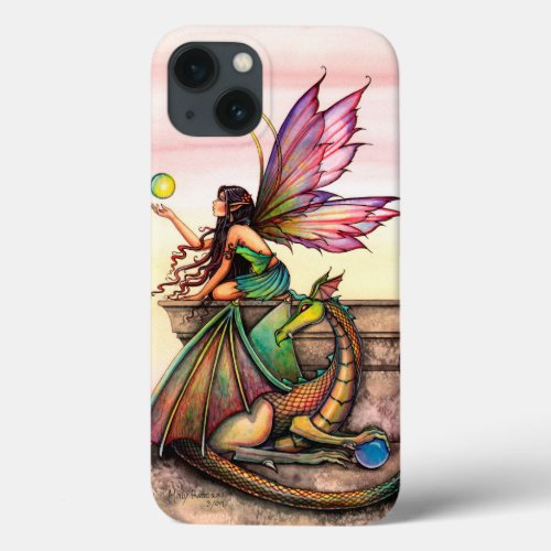 Dragons Orbs Fairy and Dragon Fantasy Art iPhone 13 Case