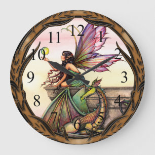 Dragon's Orbs Fairy and Dragon Wall Clock