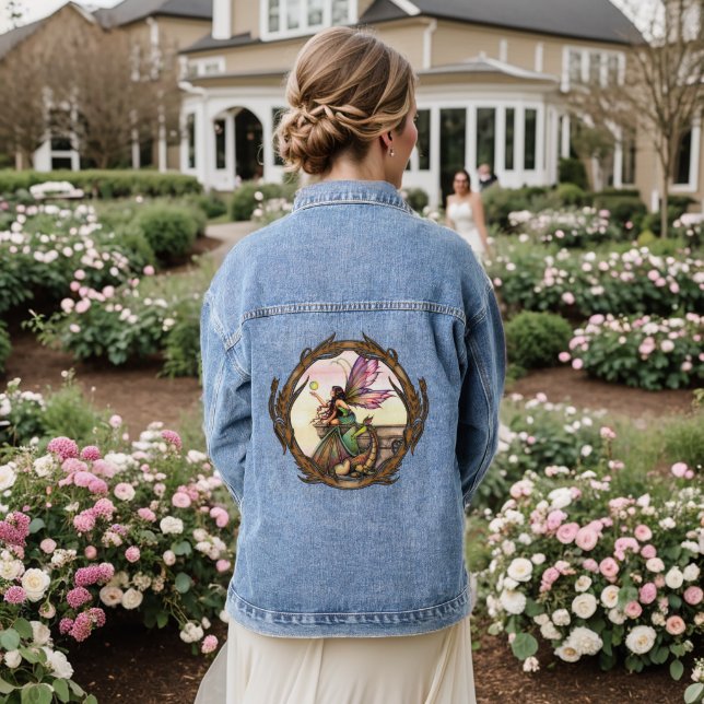 Dragon's Orbs Fantasy Art by Molly Harrison Denim Jacket (Wedding Back)