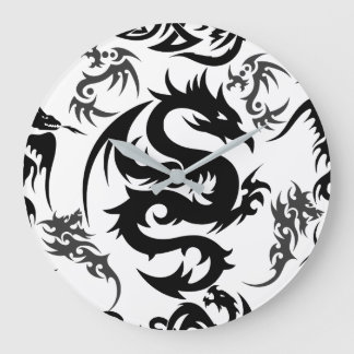 Dragons outline pattern 05.b.DOLP01 Large Clock