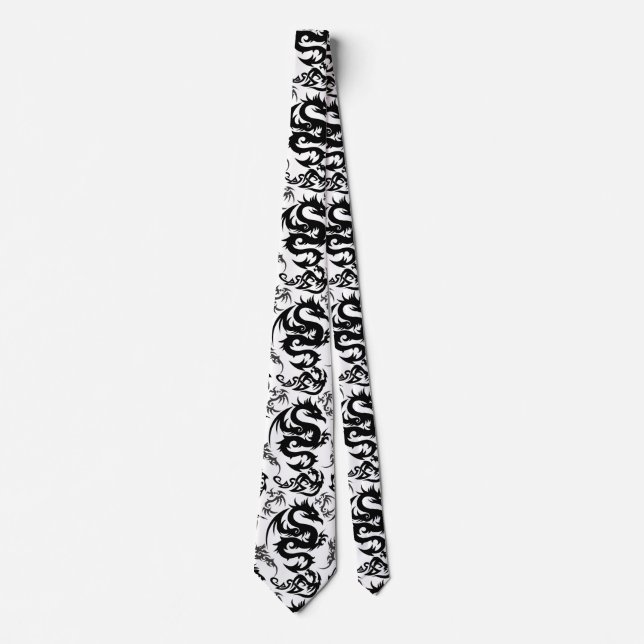 Dragons outline pattern 05.b.DOLP01 Neck Tie (Front)