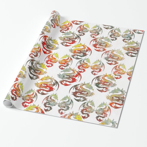 DRAGONS PATTERN WRAPPING PAPER
