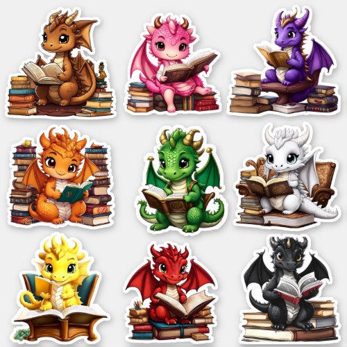 Dragons Reading Stickers