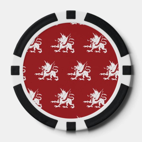 Dragons red white poker chips