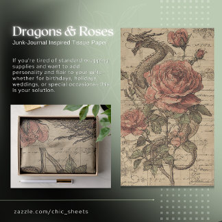 Dragons & Roses Junk-Journal Inspired Tissue Paper