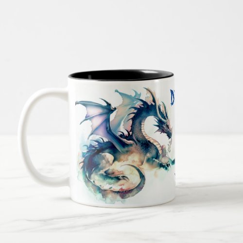 Dragons rule fun Two_Tone coffee mug