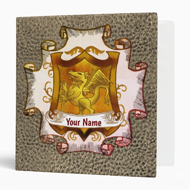 Dragons Shield  Family Crest Surname  binder (Front/Inside)