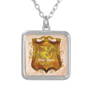 Dragons Shield Family Crest Surname Necklace
