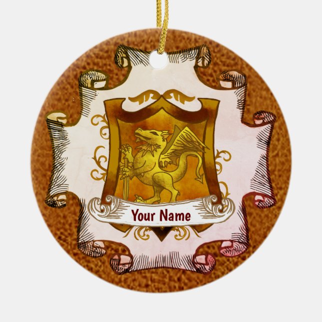 Dragons Shield  Family Crest Surname ornament (Front)