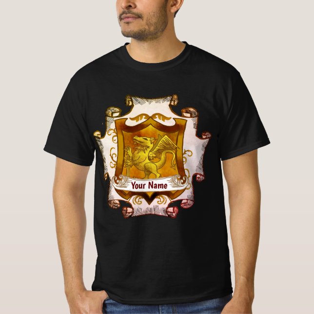 Dragons Shield  Family Crest Surname  t-shirt (Front)