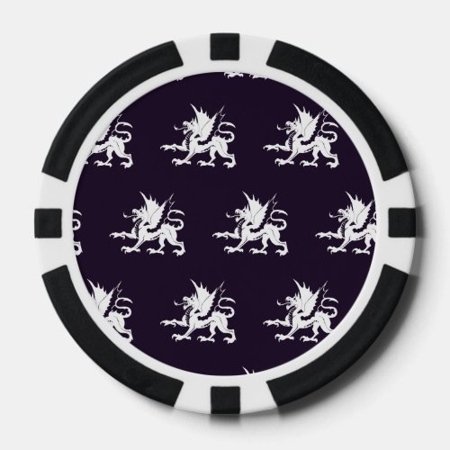 Dragons White Purple Poker Chips