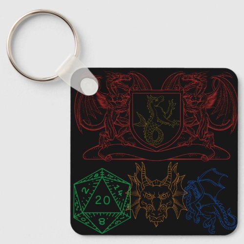 Dragons With Dice Keychain