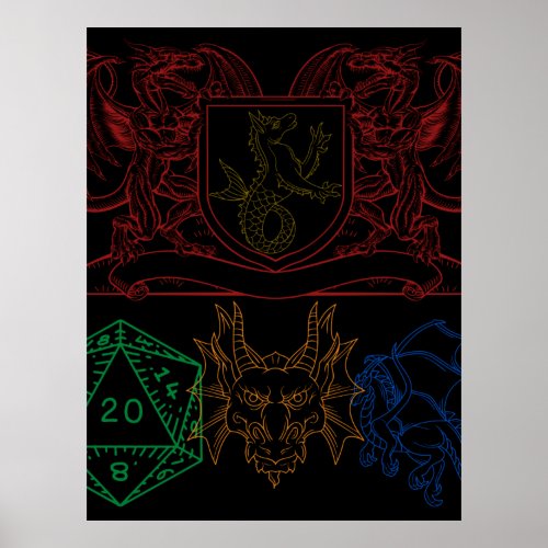 Dragons With Dice Poster