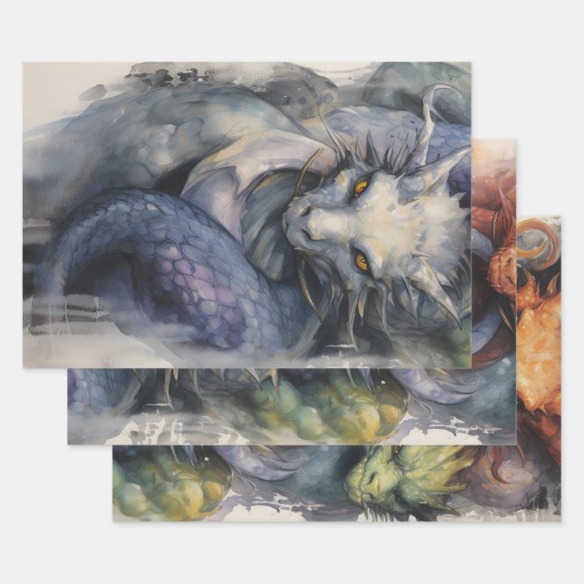 Dragons Wrapping Paper Sheets (Set)