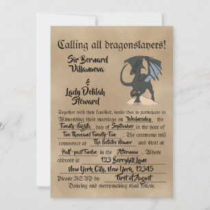 Dragonslayer Scroll Invitation