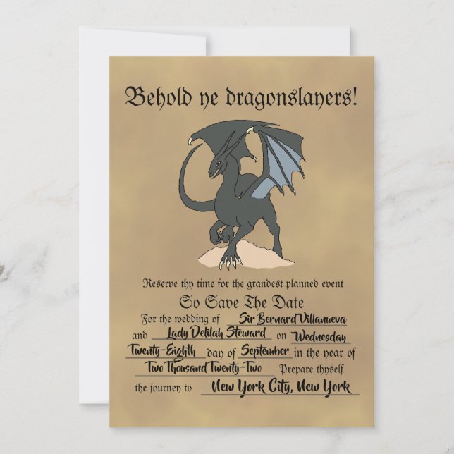 Dragonslayer Scroll Save The Date (Front)