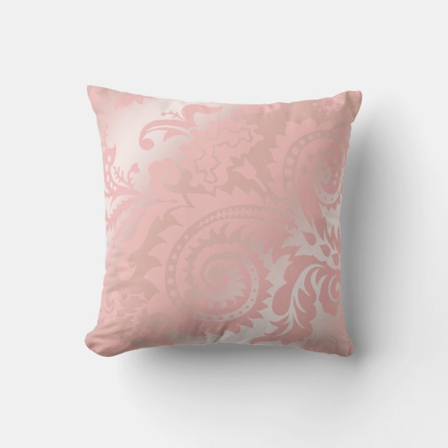 Dragontail Paisley Ombre | pink Throw Pillow (Front)