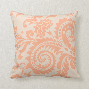 Dragontail Paisley peach Throw Pillow