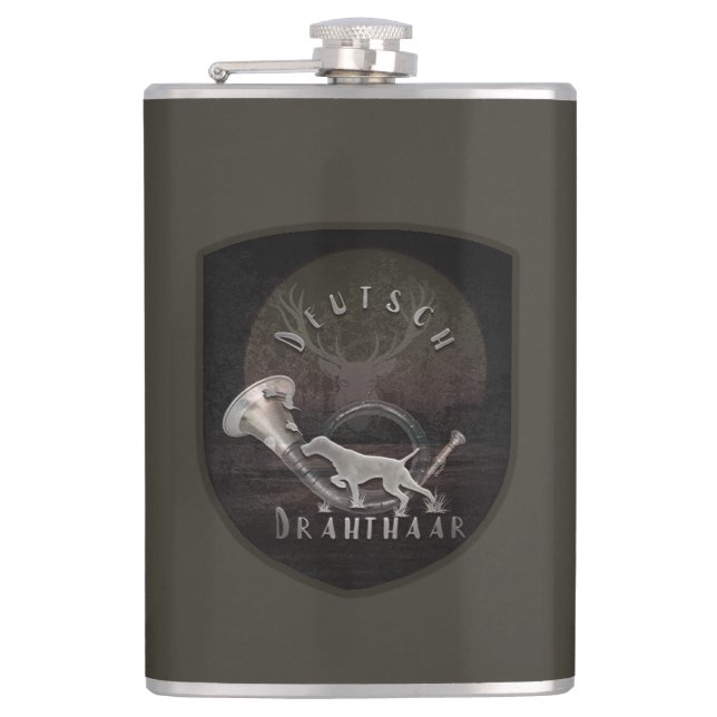 Drahthaar T-Shirt Trucker Hat Keychain Coffee Mug Flask (Front)