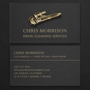 Drain Cleaning Service Wrench Professional Business Card