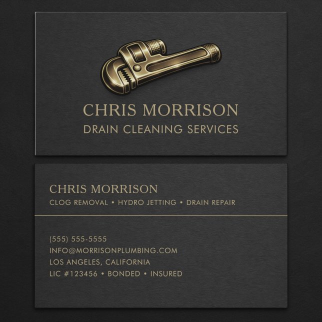 Drain Cleaning Service Wrench Professional Business Card (Creator Uploaded)