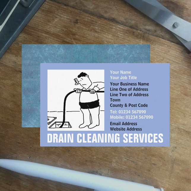 Drain Cleaning Services Cartoon Business Card (Creator Uploaded)