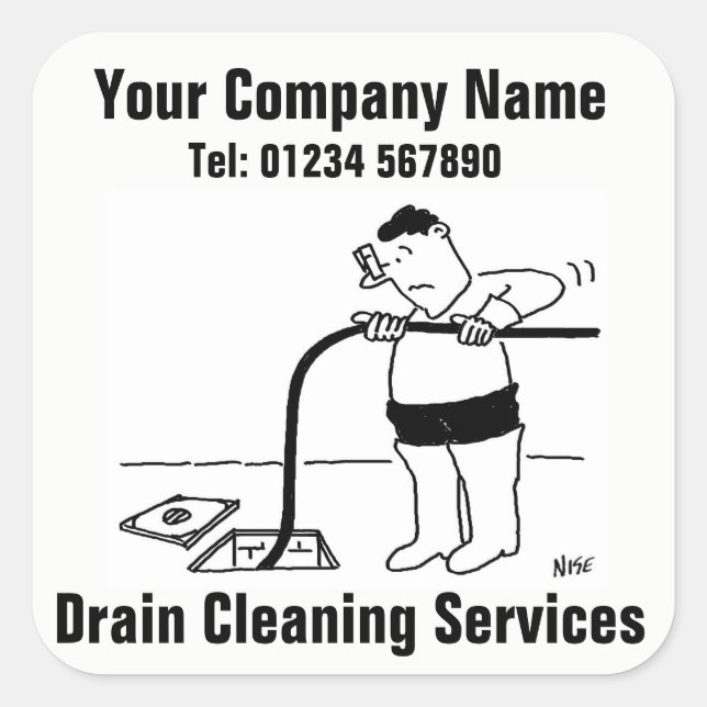 Drain Cleaning Services Cartoon Stickers (Front)