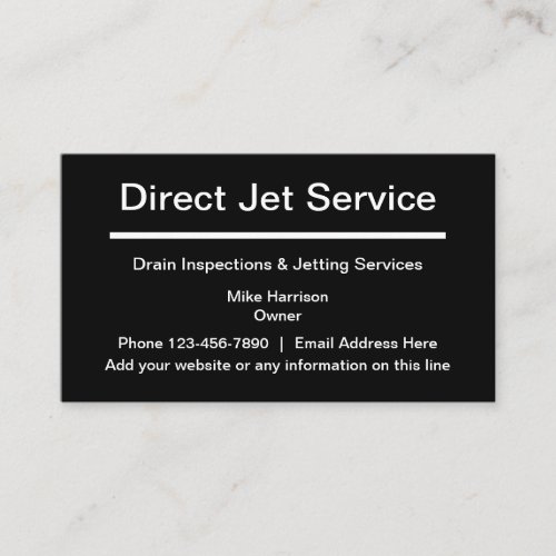 Drain Inspection And Jetting Service Business Card