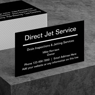 Drain Inspection And Jetting Service Business Card