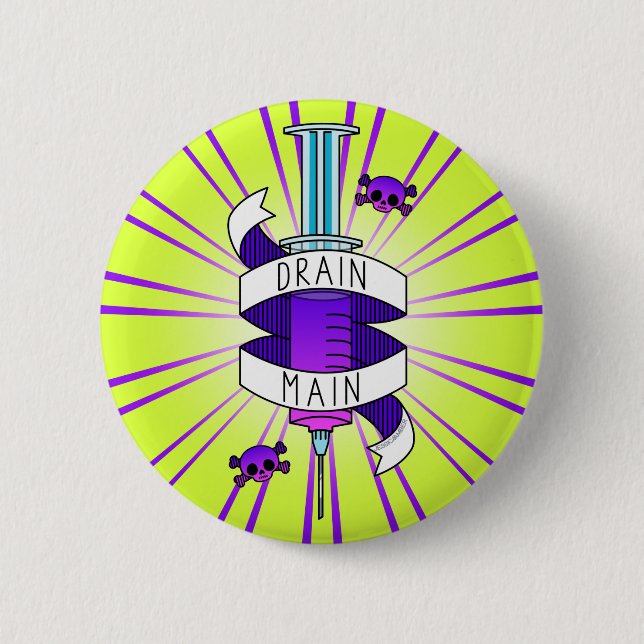 Drain Main Gamer Purple Green Syringe Button (Front)