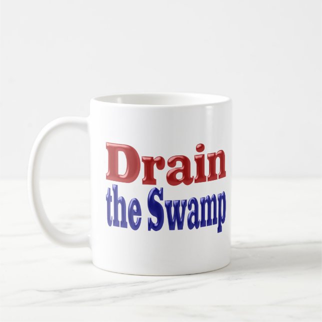 Drain the Swamp red blue half text Coffee Mug (Left)