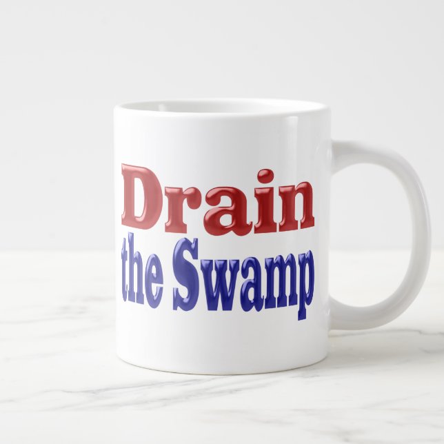 Drain the Swamp red blue half text  Giant Coffee Mug (Right)