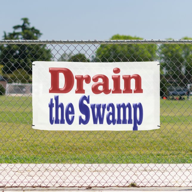 Drain the Swamp red blue text Banner (Insitu)