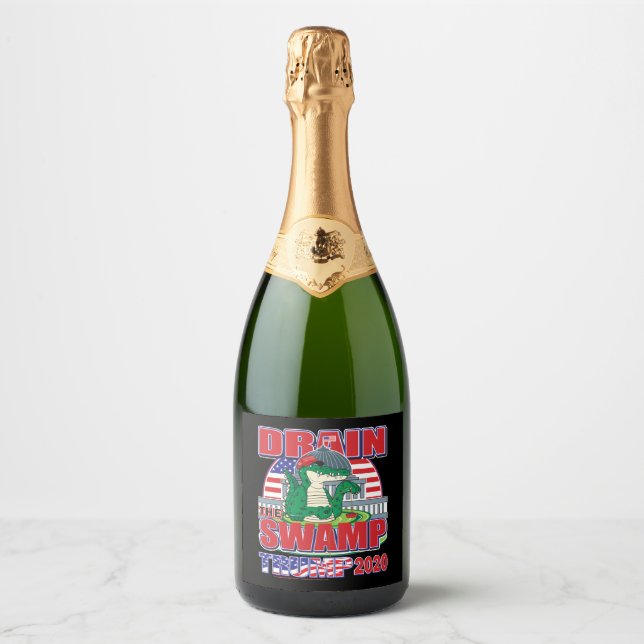 Drain The Swamp - Trump 2020 Sparkling Wine Label (Front)