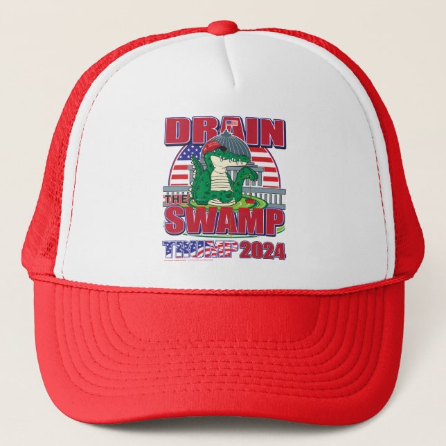 Drain-The-Swamp-Trump-2024 Trucker Hat (Front)