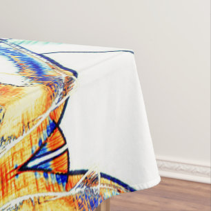 Drained ink no, image with orange, cyan blue spots tablecloth