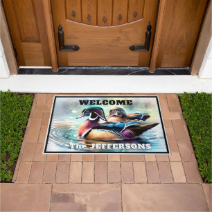 Drake and Hen Wood Duck Doormat