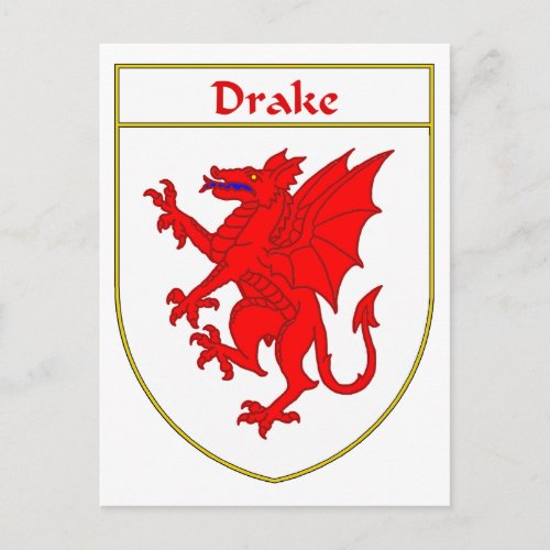 Drake Coat of ArmsFamily Crest Postcard