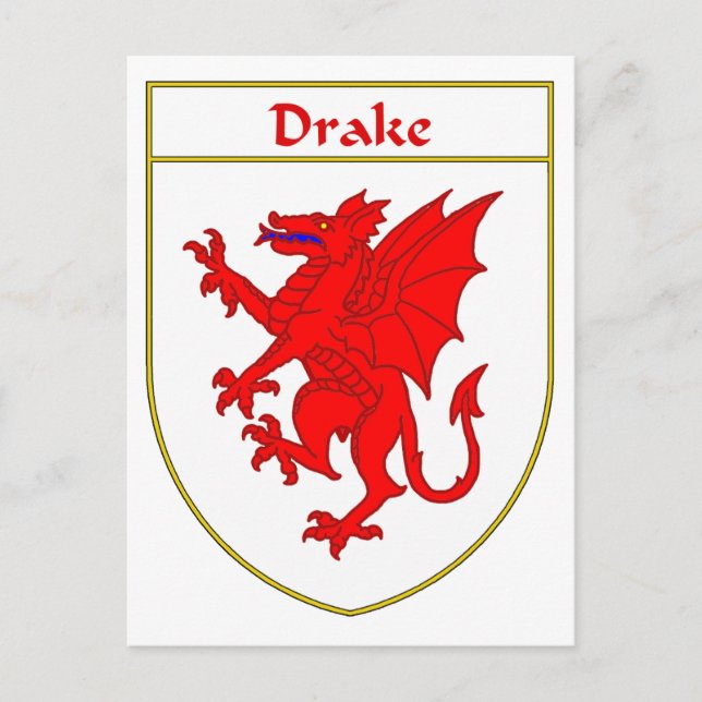 Drake Coat of Arms/Family Crest Postcard (Front)