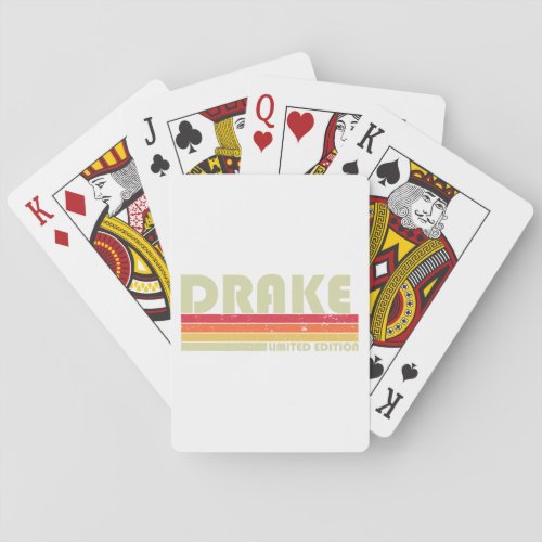 DRAKE Surname Funny Retro Vintage 80s 90s Birthday Playing Cards