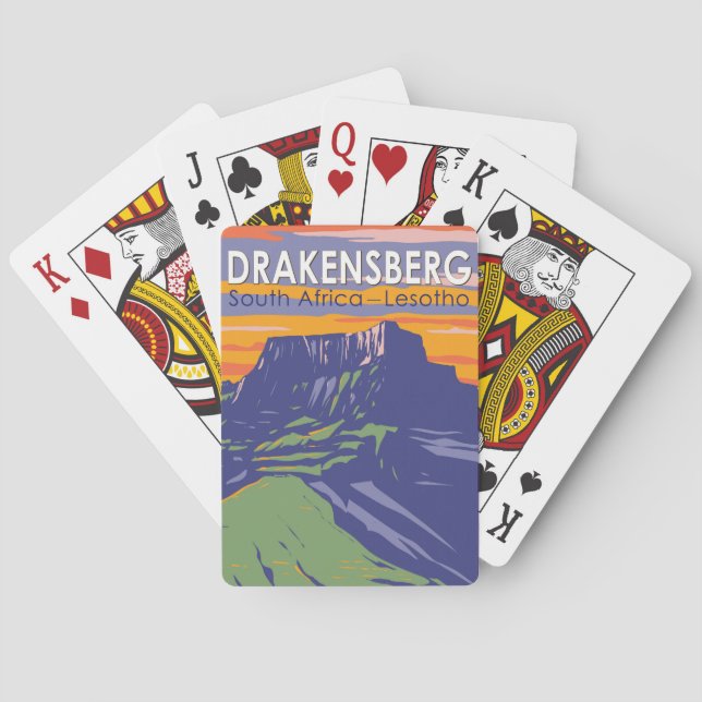 Drakensberg South Africa Lesotho Travel Art Retro Poker Cards (Back)