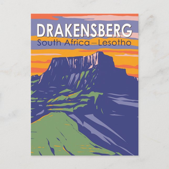 Drakensberg South Africa Lesotho Travel Art Retro Postcard (Front)