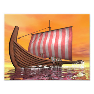 Drakkar or viking ship - 3D render Photo Print