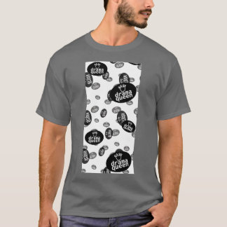 Drama and Crown Typography Pattern T-Shirt