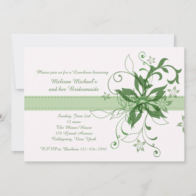 Drama and Fanfare Green Invitation (Front)