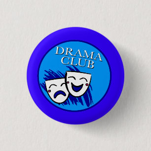 Drama Club Badge in Blue Button