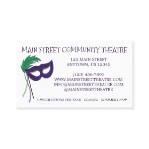 Drama Club Mask Community Theatre Theater Arts Business Card