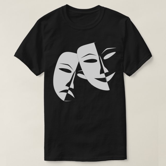 Drama Comedy Opera Cinema Theater Mask Happy Sad F T-Shirt (Design Front)