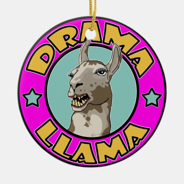 Drama Llama, Ceramic Ornament (Front)