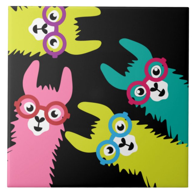 Drama Llama Colorful Camelid Ceramic Tile (Front)